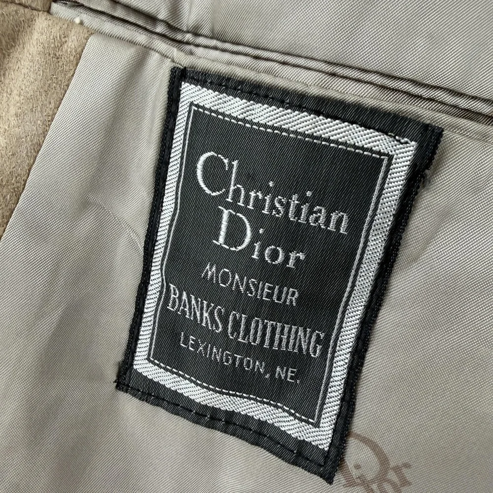 Vintage Christian Dior Sport Coat Blazer‎ Mens 40R Beige Suede USA 80s Jacket